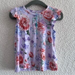 Posh Peanut NWOT Toddler Ruffle‎ Bamboo Purple Floral Shirt Size 2T